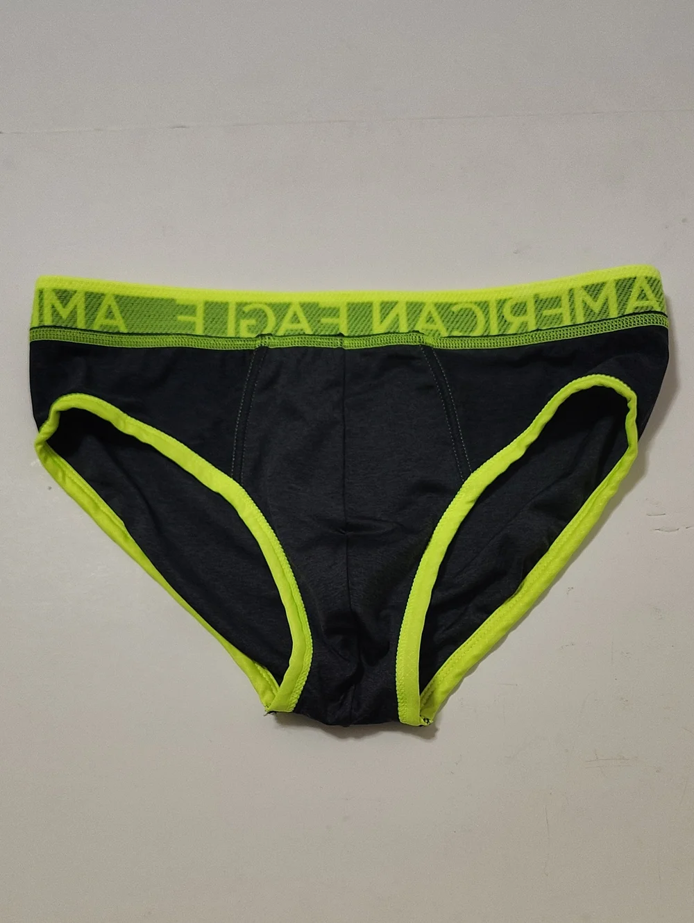 Rare Vintage American Eagle Black & Neon Yellow Brief - Size S